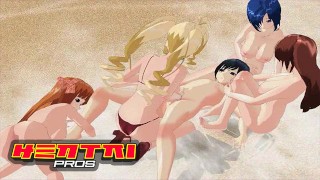 Hentai Pros – Blue Haired Babe Lies On The Warm Sand & Gets Fucked As Her Big Boobs Bounce