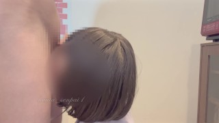 【痴女フェラ】朝起きてキッチンでフェラ抜き♡そのまま高速手コキで再び大量発射